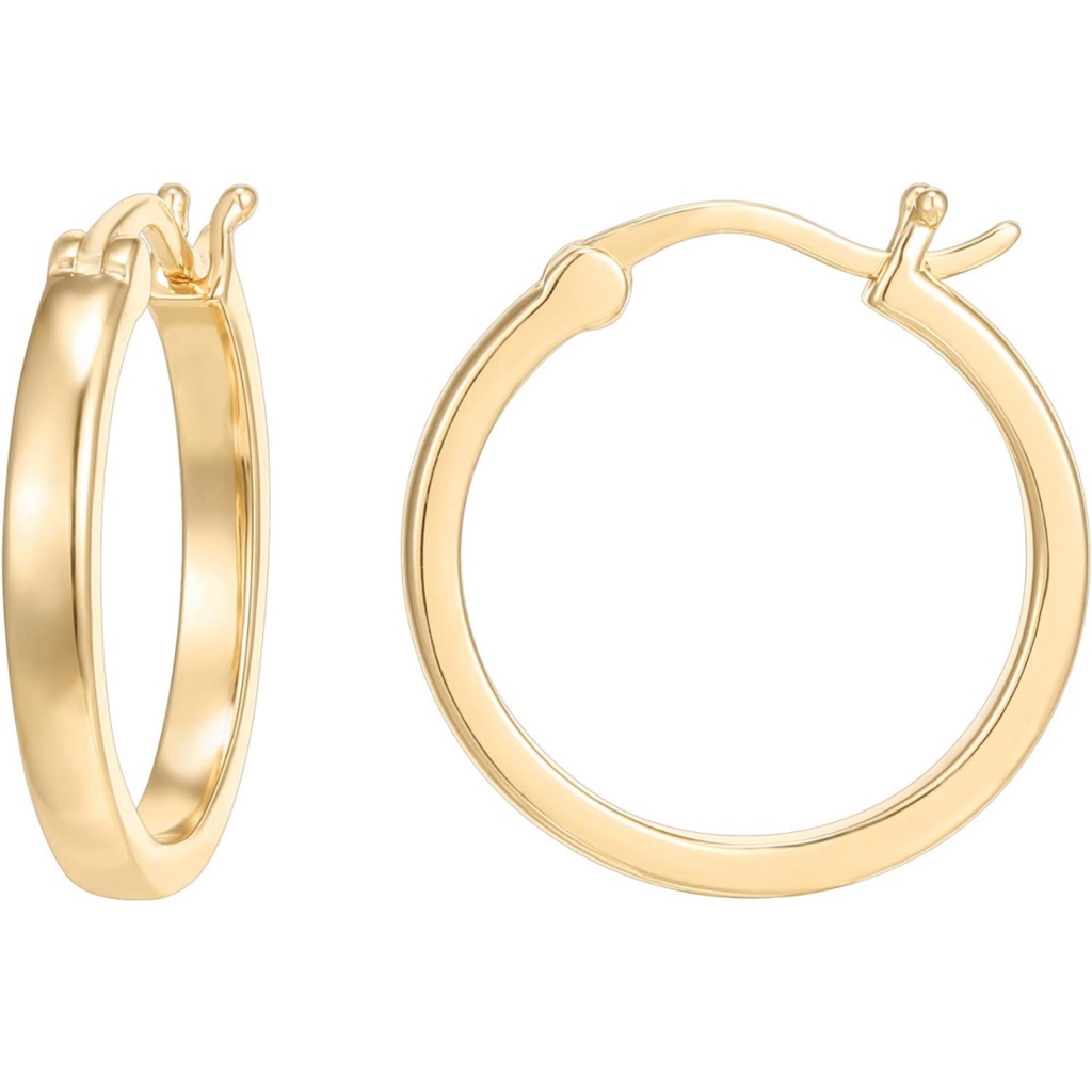 Pavoi 14k Gold Plated Sterling Silver Post Lightweight Gold Hoop Earrings